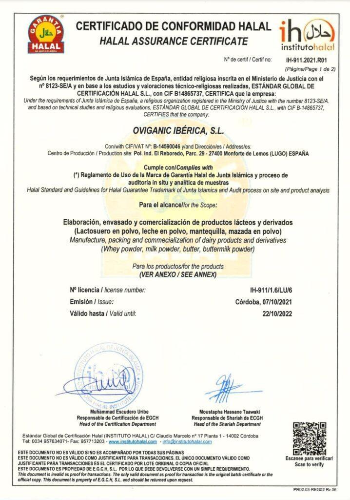 Certificado Halal 2021 Oviganic