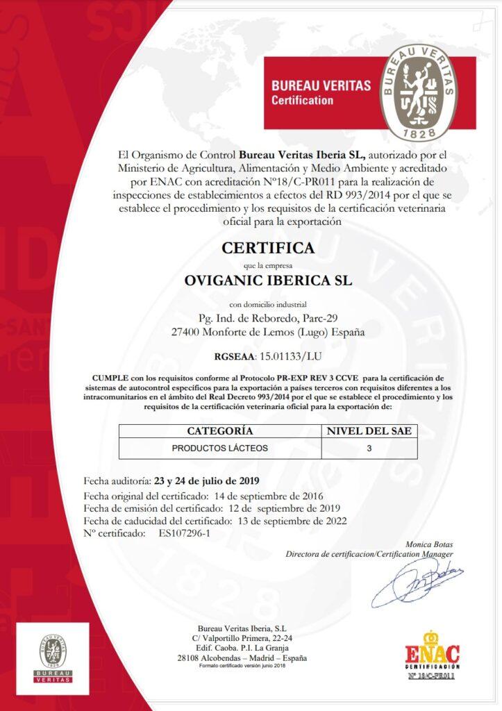 Certificado SAE Oviganic